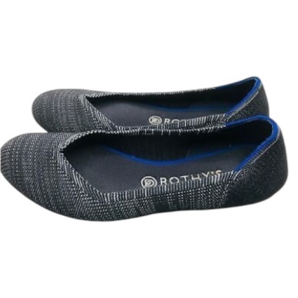 Rothy's Flats Black /Gray Birdseye Round Toe Women's Size 8.5 - Picture 2 of 9